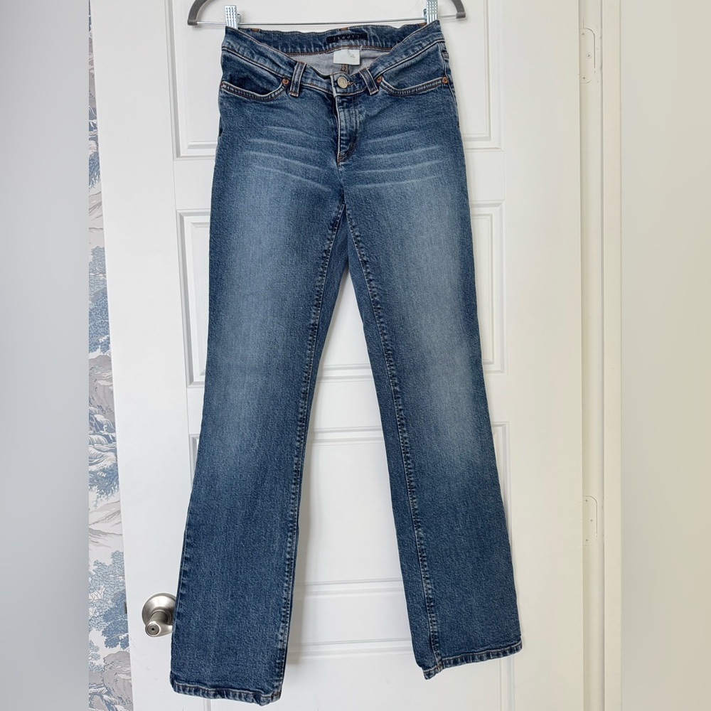 Theory Luca High Rise Straight Leg Jeans Medium Dark Wash Faux Pockets 27 Size 4